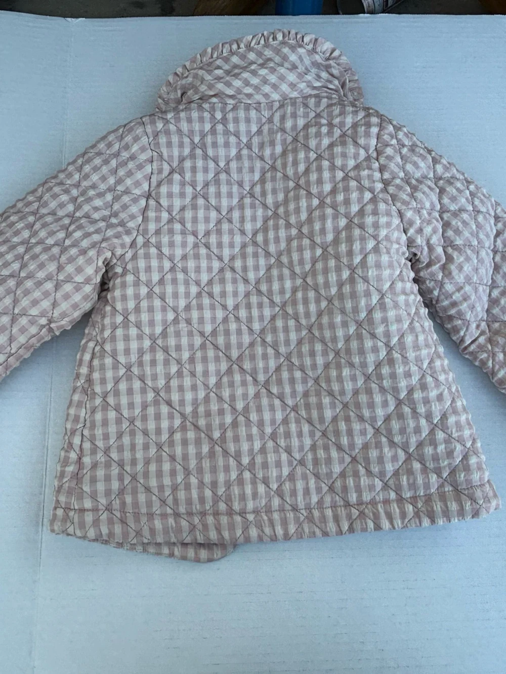 Max Studio Pink and Cream Gingham Quilted Jacket